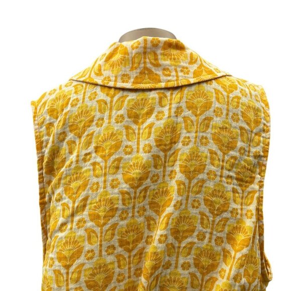 Show Me Your Mumu Camden Collared Button Sleeveless Yellow Floral Top Women XL - Picture 14 of 15